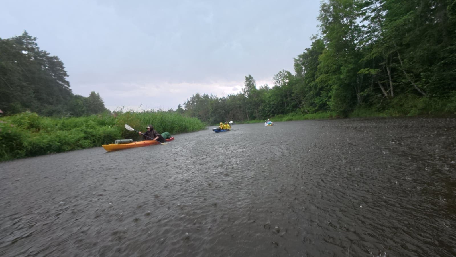 The rain arrives in full force on the Salaca