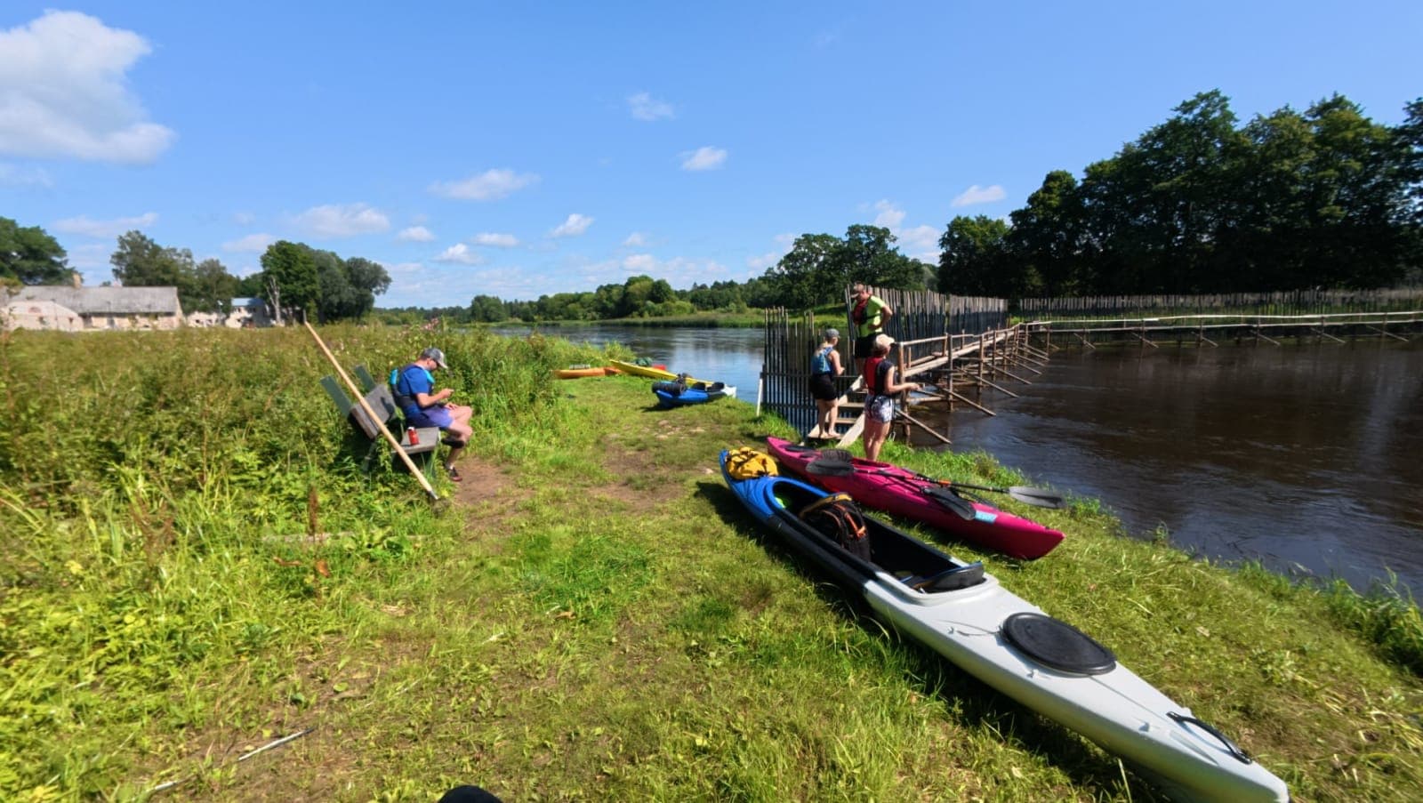 A fence across the river — and the island we could have paddled around all along, as it turned out